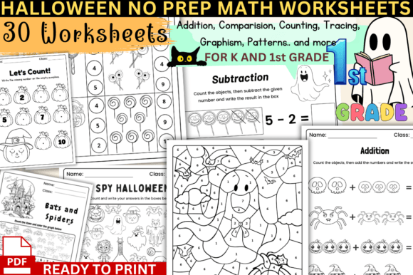 Download Halloween Math Worksheets K &amp; 1st Grade - 1st grade Collection