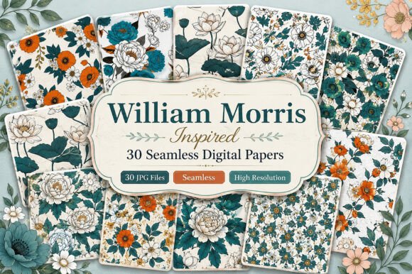 Download William Morris Inspired Digital Paper - Inspired Collection