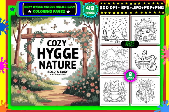 Download Cozy Hygge Nature Easy Coloring Pages - Nature Collection