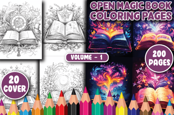 Download 200 Open Magic Book Coloring Pages V - 1 - Book coloring pages Collection