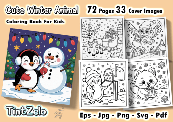 Download Cute Winter Animal Coloring Pages Kids - Premium Bundle