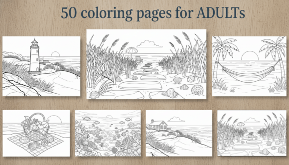 Download 50 Beach Coloring Pages for Adults PDF - Beach Collection