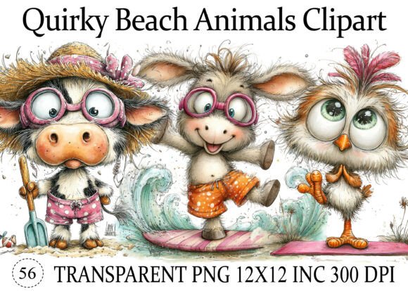 Download Quirky Beach Animals PNG Clipart - Beach Collection